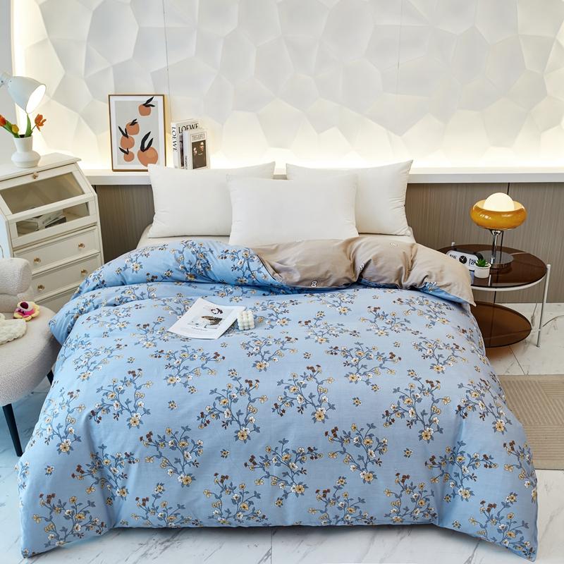 Garden Colorful Floral Pattern Quilt Cover 1Pc 100% Cotton Luxury Duvet Cover Skin-friendly Soft Easy Care Queen Size Bedding
