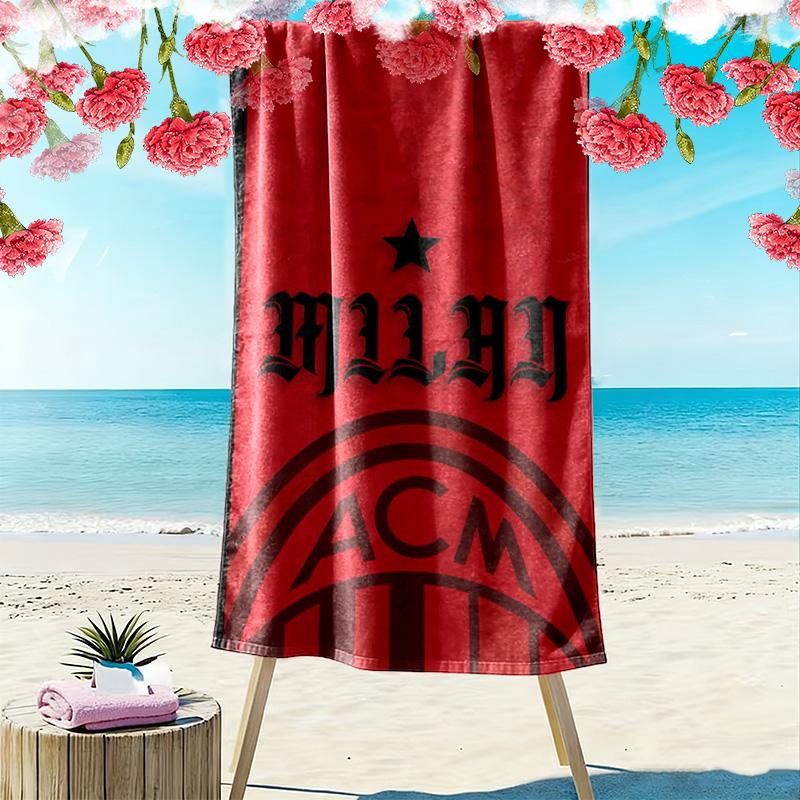 Asciugamano da Spiaggia Stampa AC Milan, Asciugamano Grande Morbido Asciugatura Rapida per Spiaggia Campeggio Nuoto