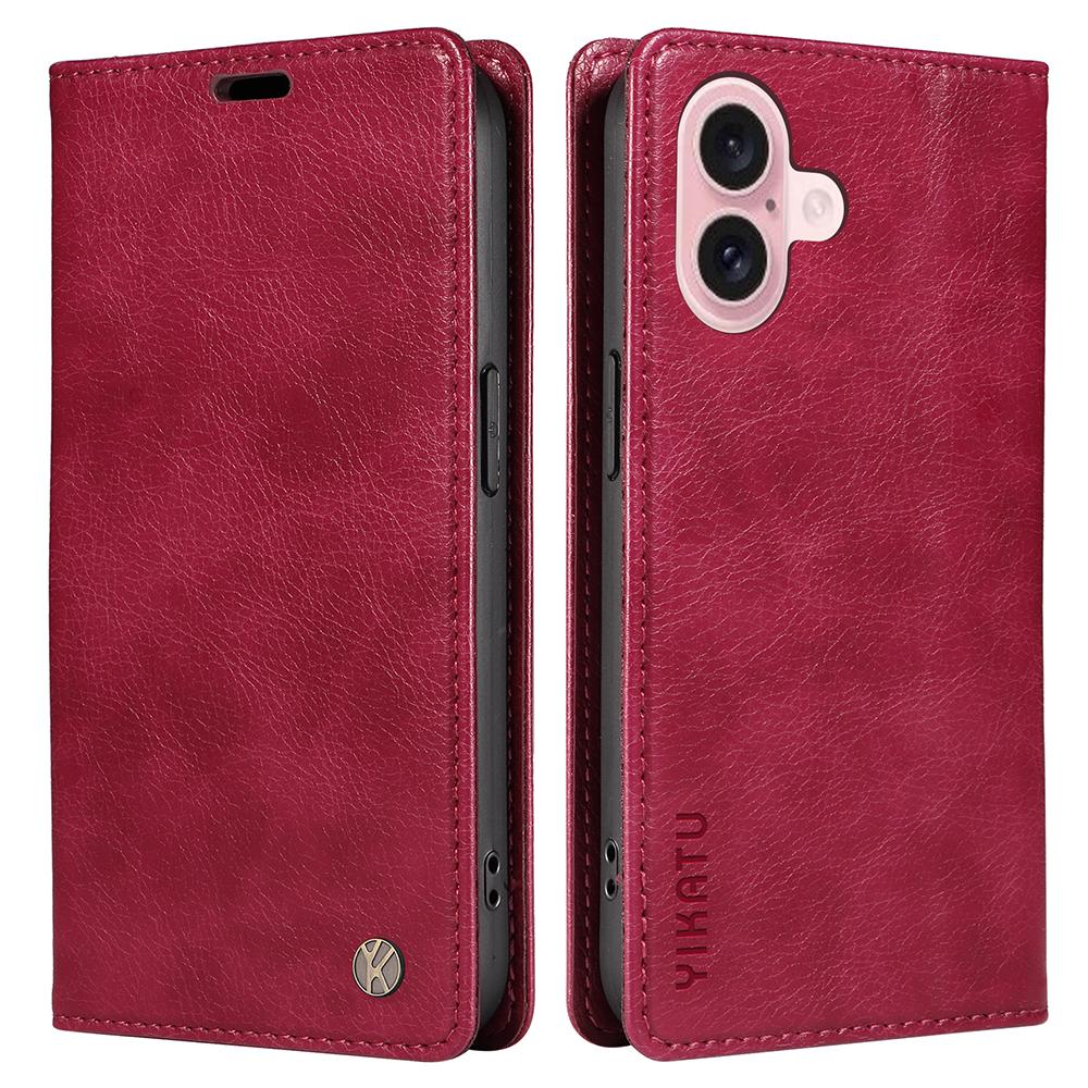YIKATU YK-006 For iPhone 16 Wallet Case Scratch-Proof Leather Phone Cover