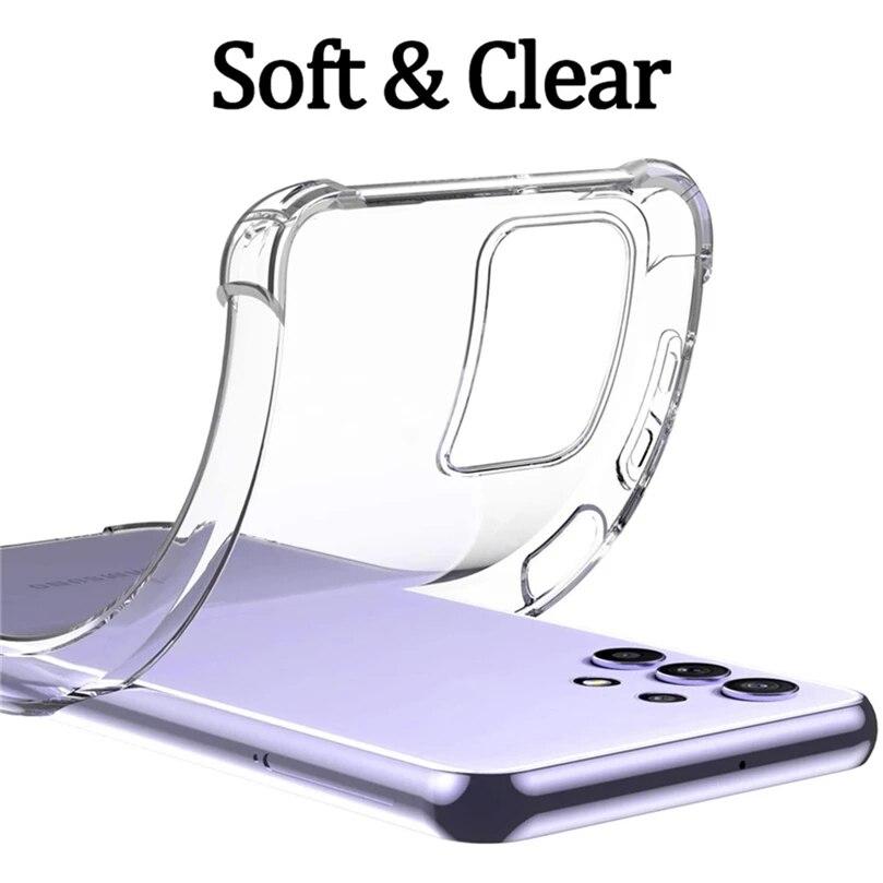 Nárazuvzdorné Průhledné Pouzdro Pro Samsung S24 Ultra S23 Fe S22 plus A15 A25 A35 A55 A14 A24 A34 A54 A13 A23 A33 /iphone/REdmi/huawei/Silikonový TPU Kryt