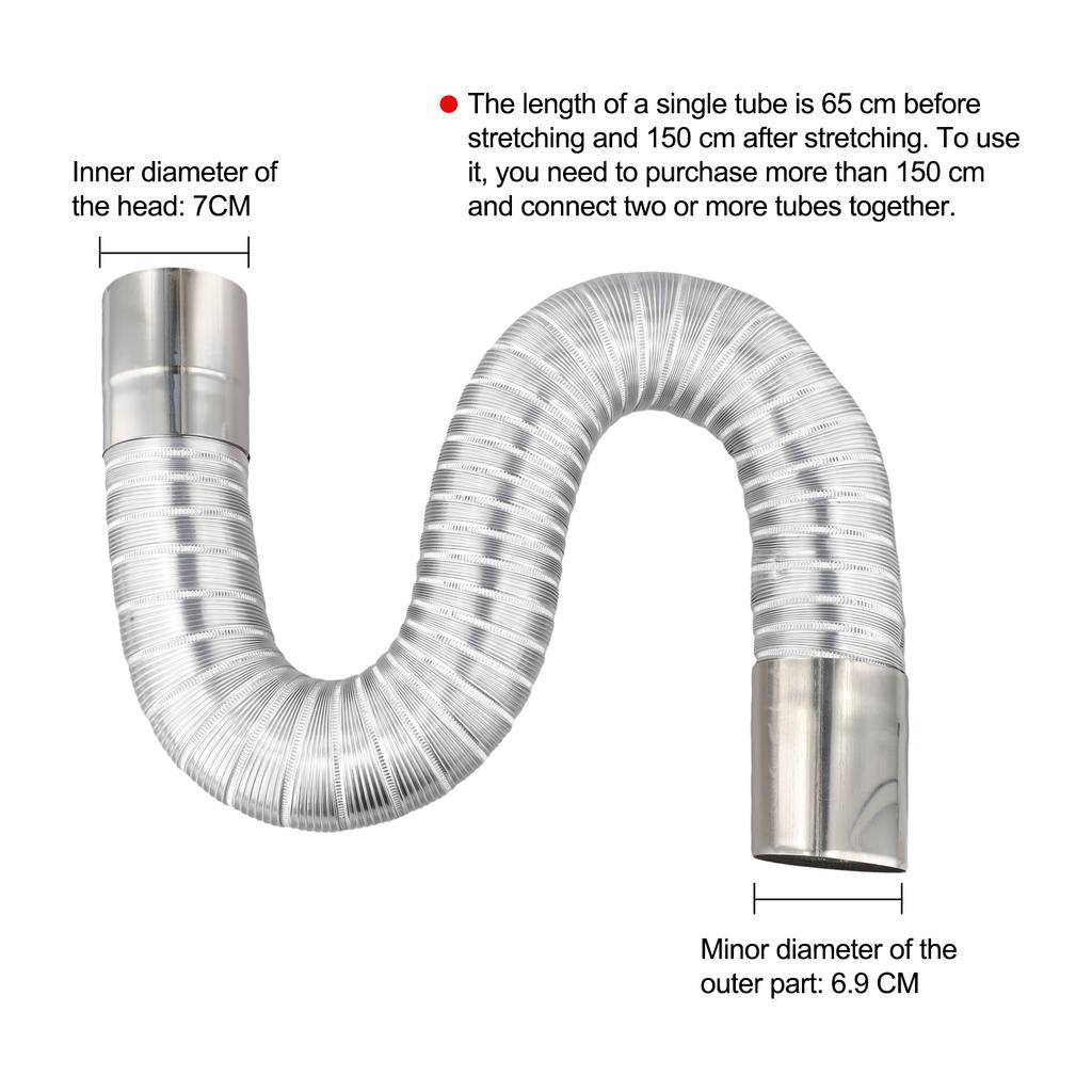 Efficient Exhaust Pipe for Gas Water Heater Adjustable Length from 0 65 to 1 5 Meters with Robust Construction