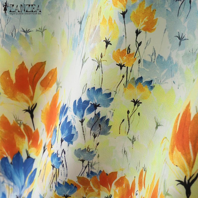 ZANZEA Camisetas sin mangas de verano para mujer con cuello redondo y estampado floral