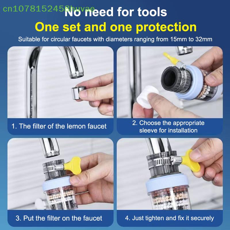360° Rotation Water Faucet Filter Household Kitchen Faucet Mini Tap Water Clean Purifier Carbon Filter Filtration Cartridge