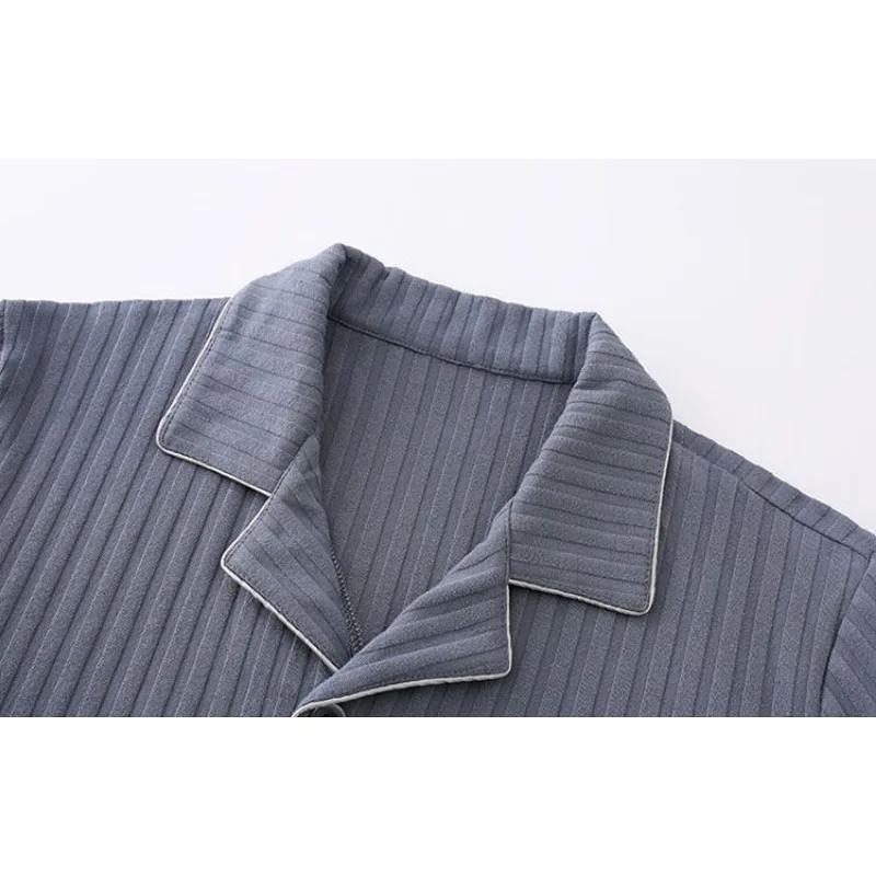 New Winter Men Pajamas Pure Cotton Long Sleeved Sleepwear Spring Autumn Loose Young Middle-aged People V-neck Homewear Set