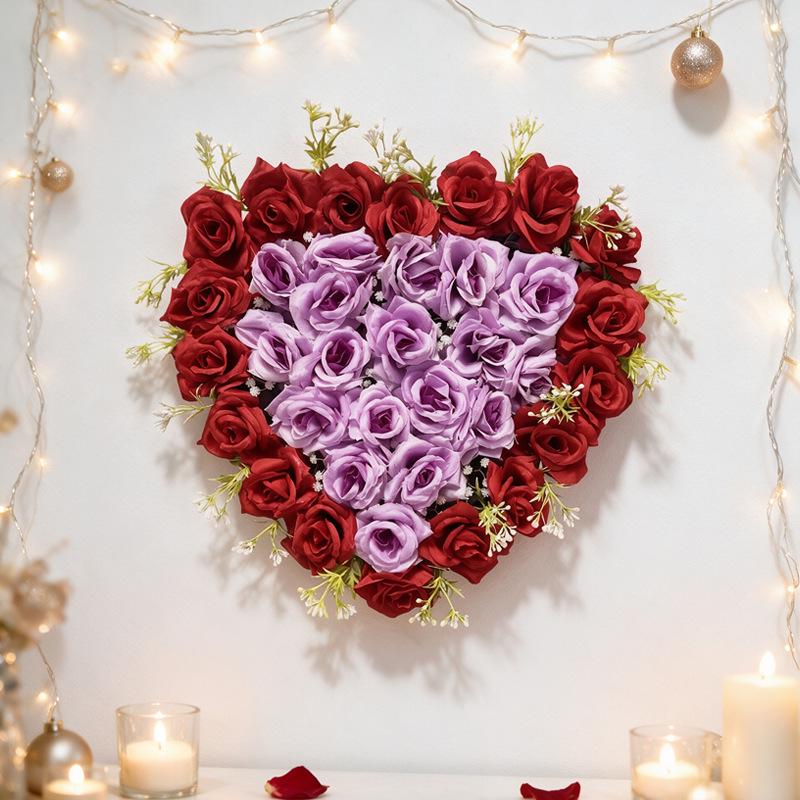 Cross Simulation Rose Heart Wall Decoration for Weddings - Hanging Décor for Home, Wedding Rooms, Cars, and More