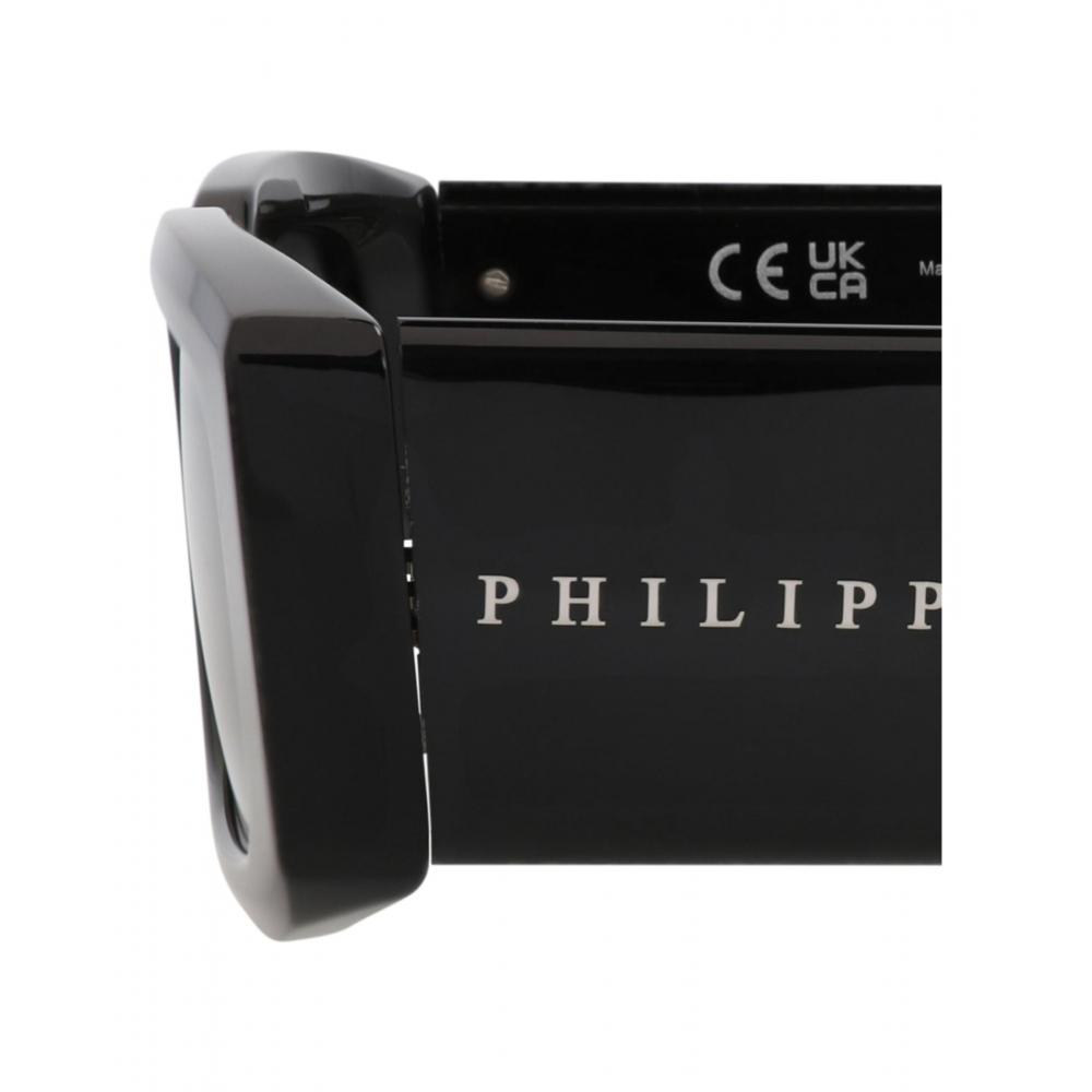 Philipp Plein Square Frame Acetate Sunglasses Black Black Smoke