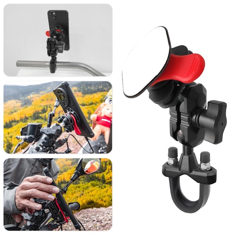 Adjustable Motorcycle Phone Holder Stand Twist Lock Suction Base Double Socket Arm for Stable and Vibration Frees Riding