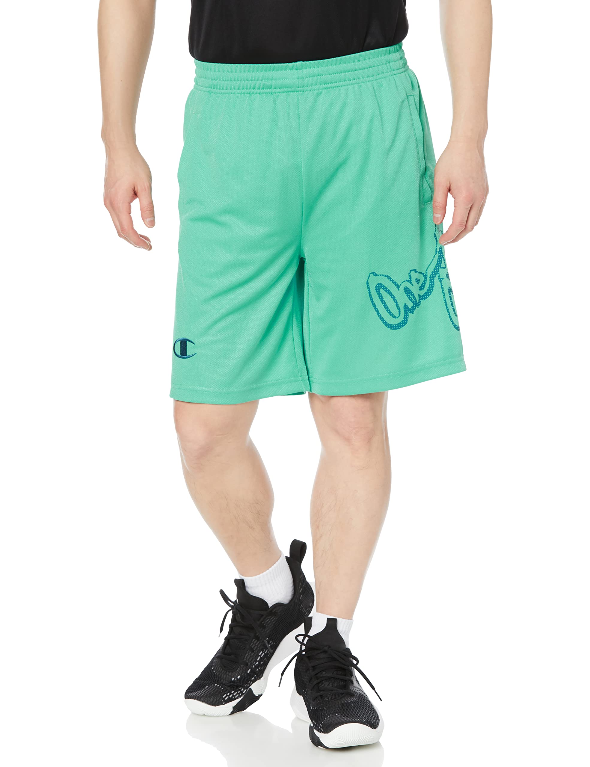 

Шорты для тренировок Champion большого размера L мужские быстросохнущие с логотипом, баскетбол, C3-VB521, изумрудный,