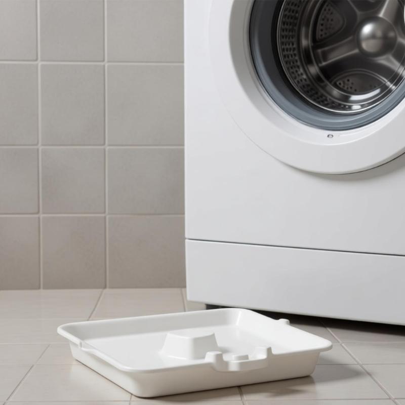 Laundry Room Moisture Tray for Washer Area, Washing Machine Drain Pan Set with Front Opening & High-Side Design