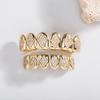 New Iced Out Hip Hop Rhombus Shape Teeth Grillz Set Unisex Top Bottom Mouth Grillz Teeth Set Bling Shiny CZ Halloween Jewelry