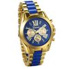 JewelryWe Men's Fashion Watch with Analog Display, Quartz Movement, Roman Numerals, Silicone Band, and Water Resistant (Blue/Gold)