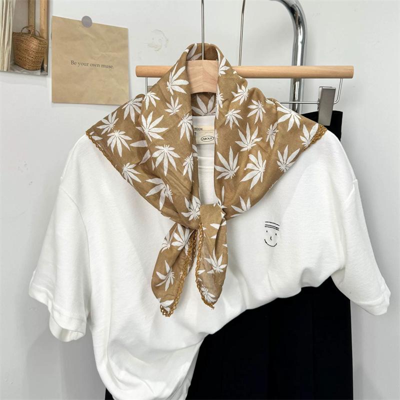 Vintage Square Floral Scarf Small Shawl Headscarf Korean Style Neck Protection Scarf
