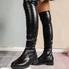 New European and American style women's long boots with low elasticity and thick heels  Lady's boots