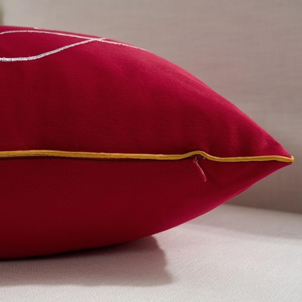 Merry Christmas Embroidered Pillow Cover Simple Cushion Case Cozy Throw Pillowcase  For Home Decor