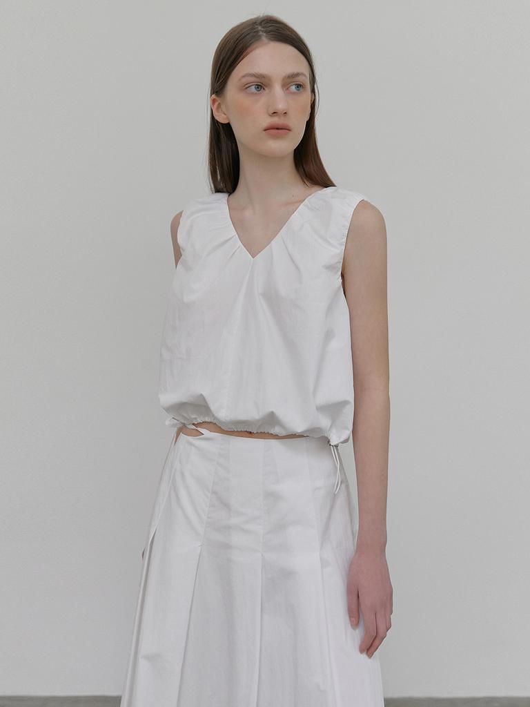 Etmont Strap Pleats Midi Skirt, White