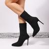 Booties Women's High Heel Stiletto Heel Pointed Toe Stretch Skinny Boots Autumn and Winter High Heels New Sexy Mid-Leg Boots