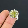 Round Unakite Stone Sterling Silver Mother Solitaire Elegant Boho Ring Size 8.5