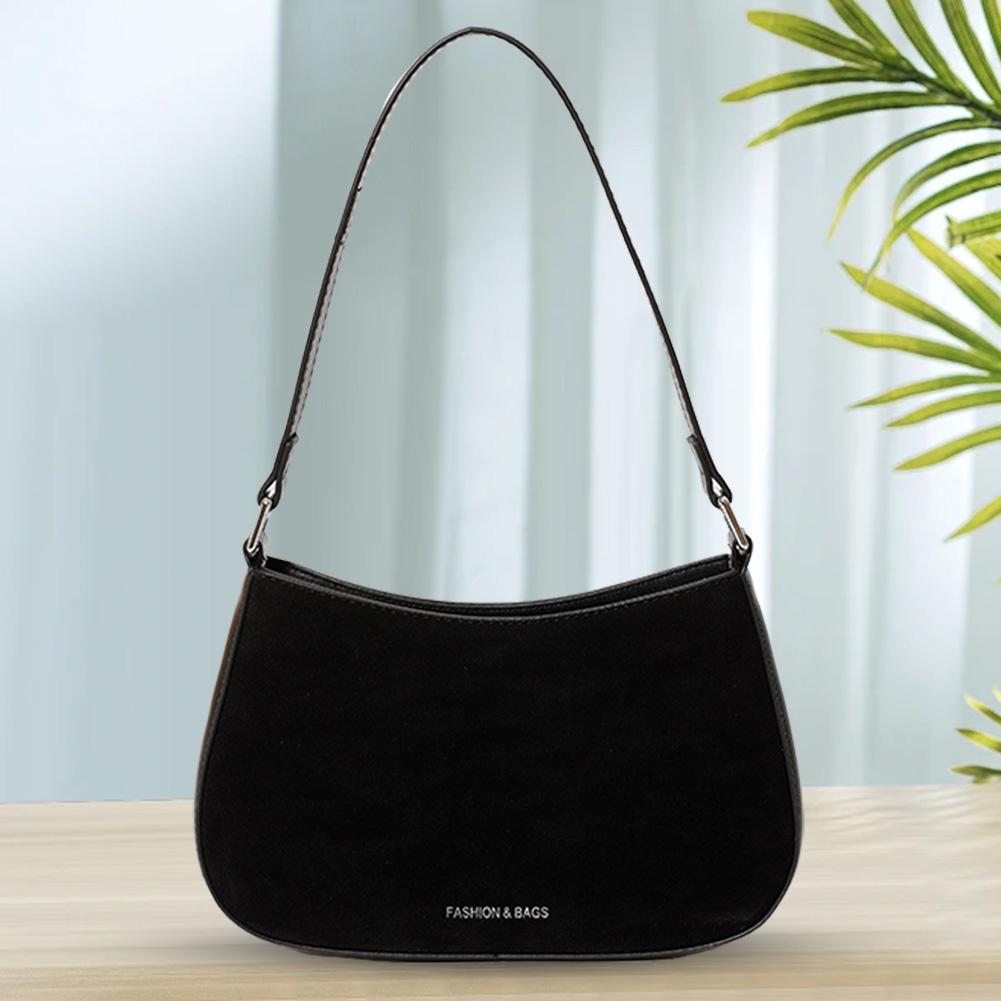 

Women Faux Suede Shoulder Bag Trendy Handbag Large Capacity Elegant Shoulder Purse Patchwork Vintage Commuting Bag Chic Hobo Bag чорний