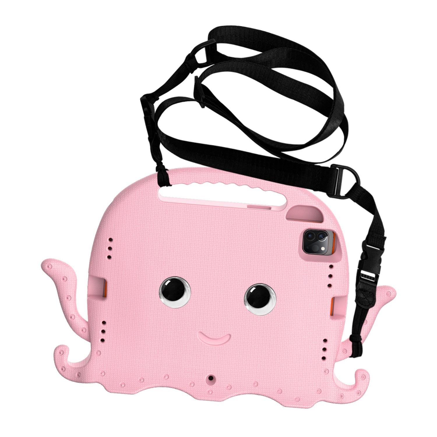 

For iPad Pro 11 (2024)/Pro (2018)/(2020)/(2021)/(2022) EVA Octopus Tablet Case with Shoulder Strapp Pink