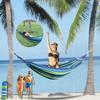 Double Hammock De Gardina 260×150 Cm GALAXIA® Blue Green Wooden Bar Cotton Double Hammock