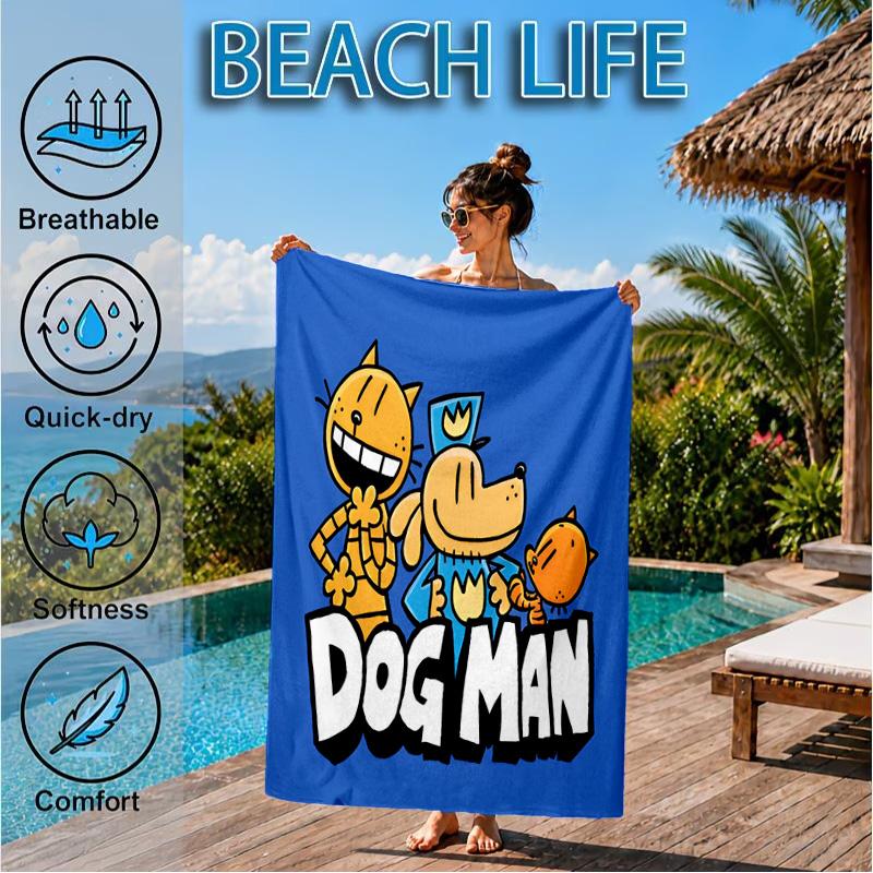 Dog Man And Friends Adventure Beach Towel, Quick-drying, Easy to Care for, Suitable for Both Fitness and Beach Vacations,Sports Essential