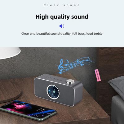 Caja de Sonido Portátil Compatible con Bluetooth Reproductor de Música Inalámbrico Soporte Tarjeta TF Caja Acústica Con Reloj de Agujas Para Oficina Dormitorio