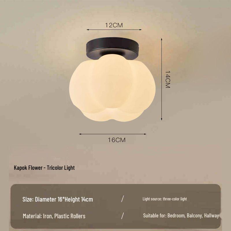 French Retro Ceiling Light with Chinese Corridor Style, Pumpkin-Shaped for Balcony and Entrance Hall