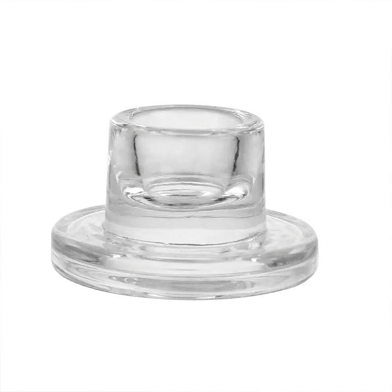 Luxury Glass T-Shaped Candle Holder Wedding Centerpiece Candle Sticks Holders Vase Clear Glass Taper Candlestick Holder (White,Medium)