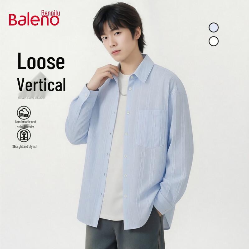 Baleno Men s Basic Vertical Stripe Cotton Shirt M