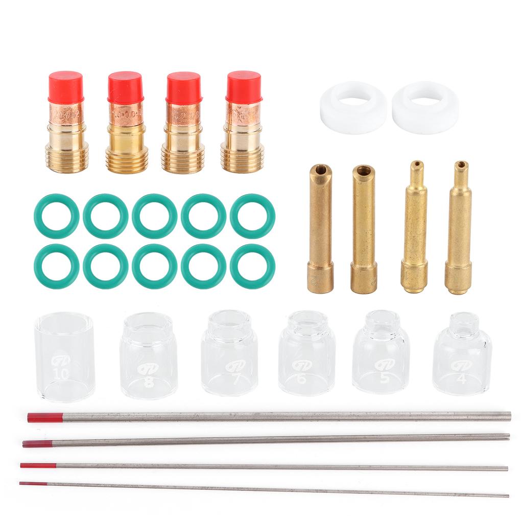 30-delat set TIG-svetsning Glasmunstycke Kit Värmebeständigt 4# 5# 6# 7# 8# 10# Tillbehör för WP‑171826-serien