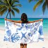 Nautical Sea Shell 2D Flat Printed Microfiber Beach Towel Waterproof Sandproof Summer Vacation Pool Bath Blanket Gift