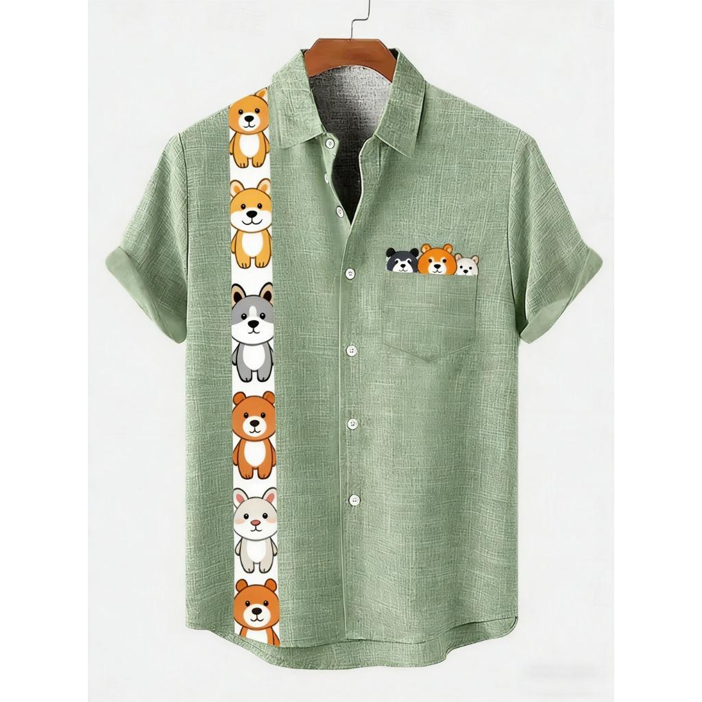 2026 Daily Men's Casual Short Sleeved Shirt with Natural Ethnic Pattern Printed Shirt Hawaii Beach Vacation Clothing