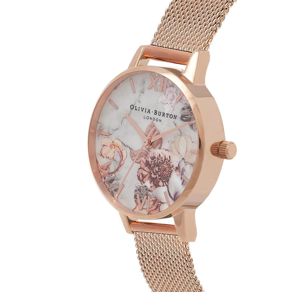Olivia Burton Uhr Marmor Floral Roségold Mesh [OLIVIA BURTON] Damen / [Offizieller Händler]