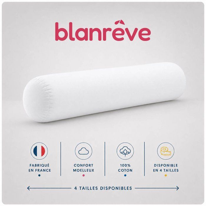 Traversin Coton - BLANREVE - 90 cm - Blanc