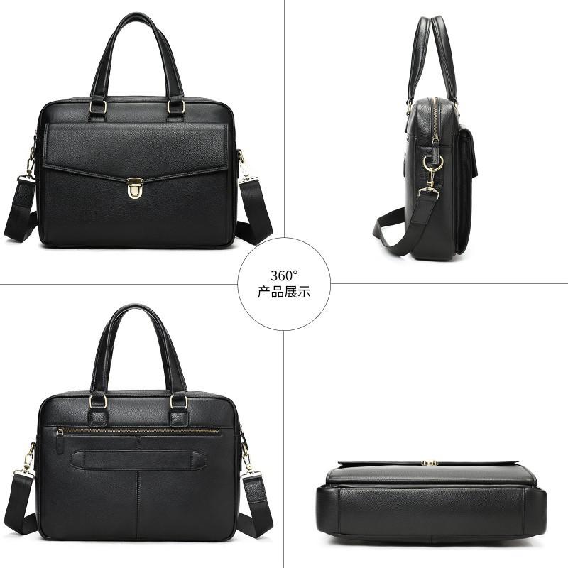 Leather Conference Briefcase High-end Men's Business Handbag Travel Computer Bag Oil Wax