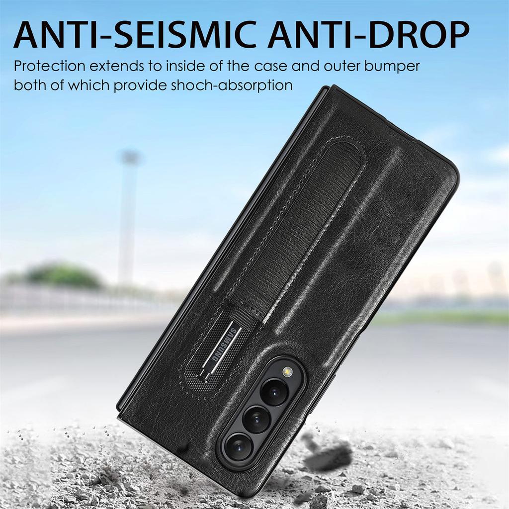 Wysokiej jakości skórzane etui do Samsunga Galaxy Z Fold 4 Smukła konstrukcja z uchwytem na długopis Pokrowiec zabezpieczający przed upadkiem do Galaxy Z Fold 3