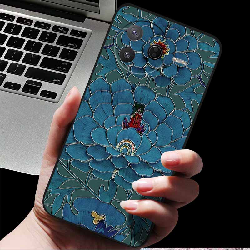 For Xiaomi Poco F7 Pro/ Poco F7 Ultra 5G 3D Relief Flower Emboss Soft Silicone Back Cover Case for Poco F7 Pro Ultra Relief Case