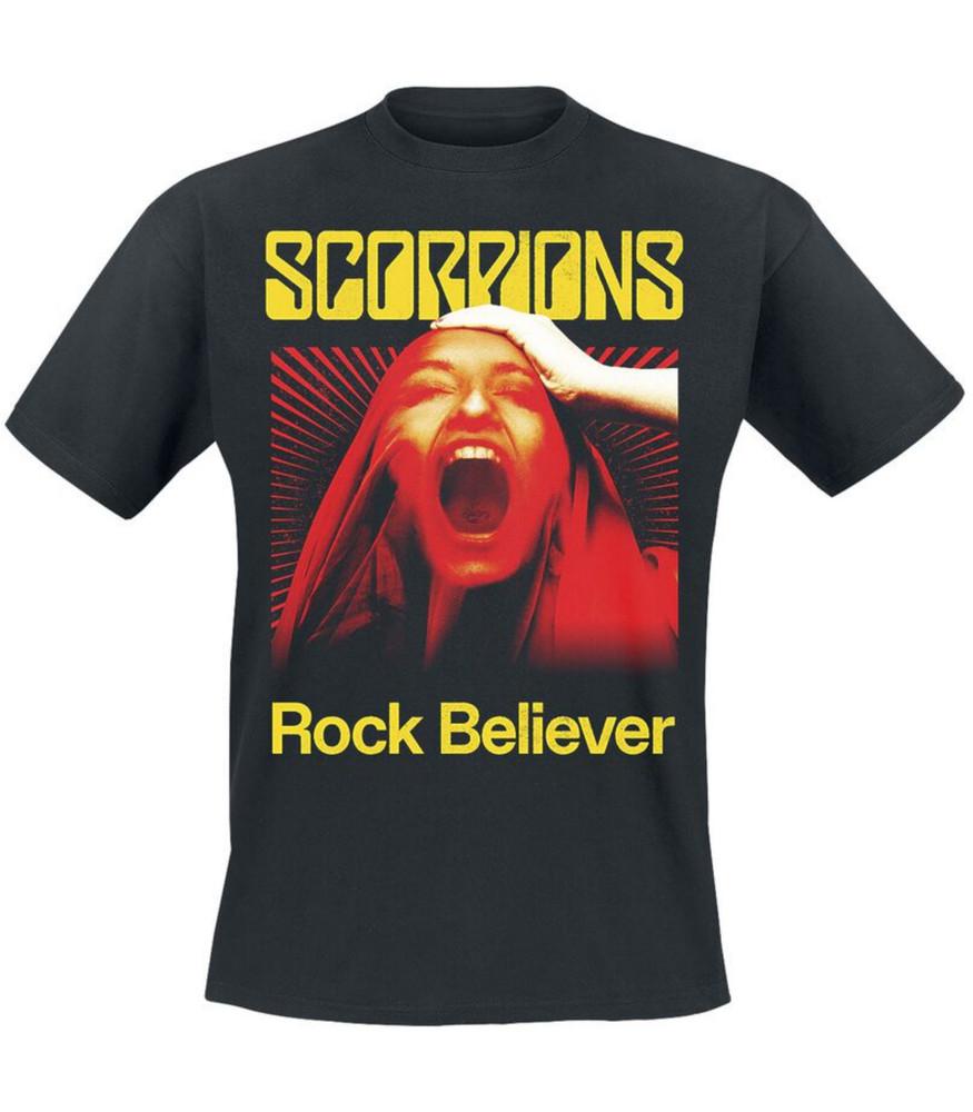 

Черная футболка Rock Believer от Scorpions для мужчин, с коротким рукавом и круглым вырезом, 51. M