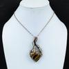 Tiger Eye Gemstone Handmade Pure Copper Wire Wrapped Pendant Jewelry For Women