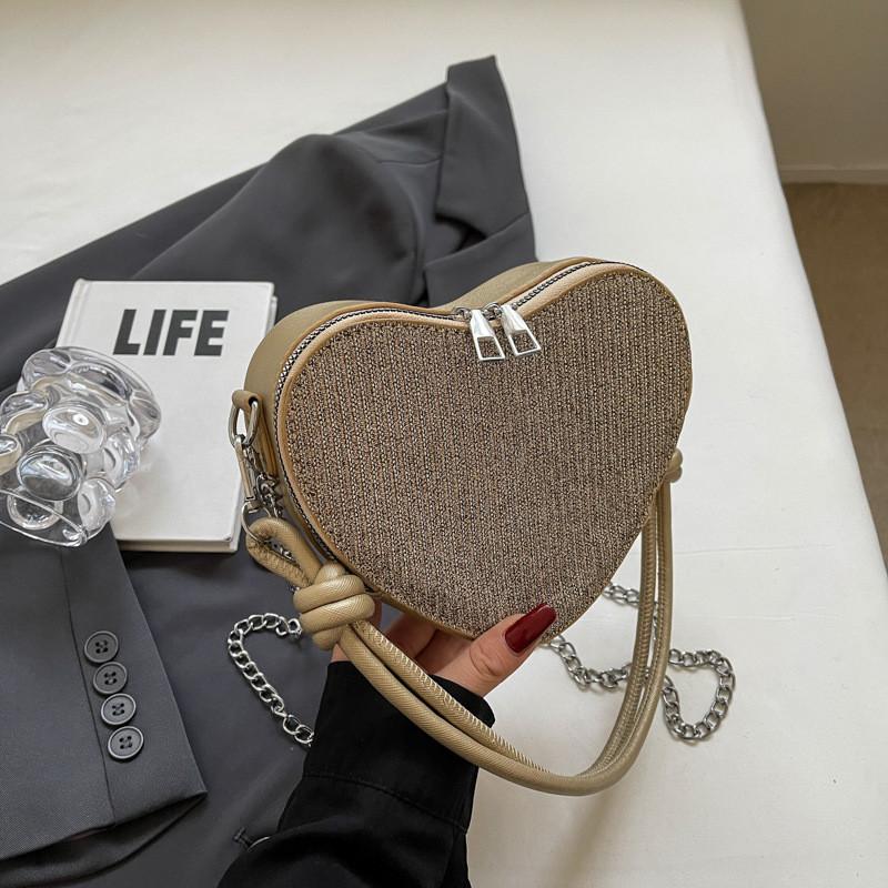 Fashionable Heart-shaped Crossbody Bag For Women In Elegant Black Gray Gold Pink Silver Colors