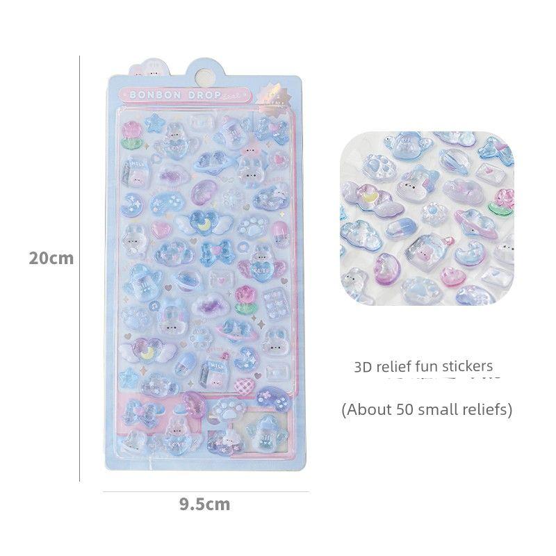 

3D Relief Face Value High Children s Day Reward Stickers Blue