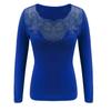 Womens Fashion Round Neck Long Sleeve Lace Base Shirt Blouse Plus Size Tops