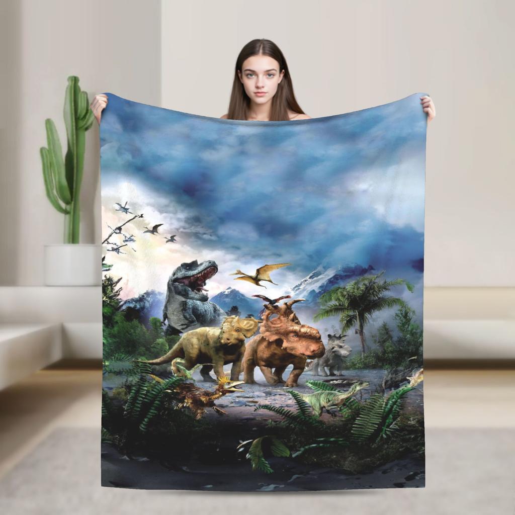 Dinosaur World Blanket Quality Super Warm Jurassics Park Throw Blanket Winter Girls Boys Living Room Fashion Bedspread