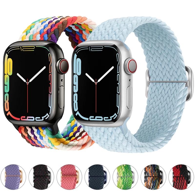 

Плетеная петля для Apple, ремешок для часов 44 мм, 40 мм, 45 мм, 41 мм, 42 мм, 38 мм, 49 мм, эластичный браслет Solo, iWatch series 7 se 3 6 Ultra 8