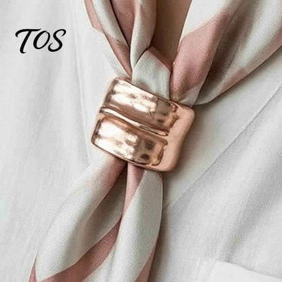 Irregular Curved Scarf Ring Oblate Ring, Geometric Simple Clip, Modern for Women Holder Neckerchiefs Scarves Shirts