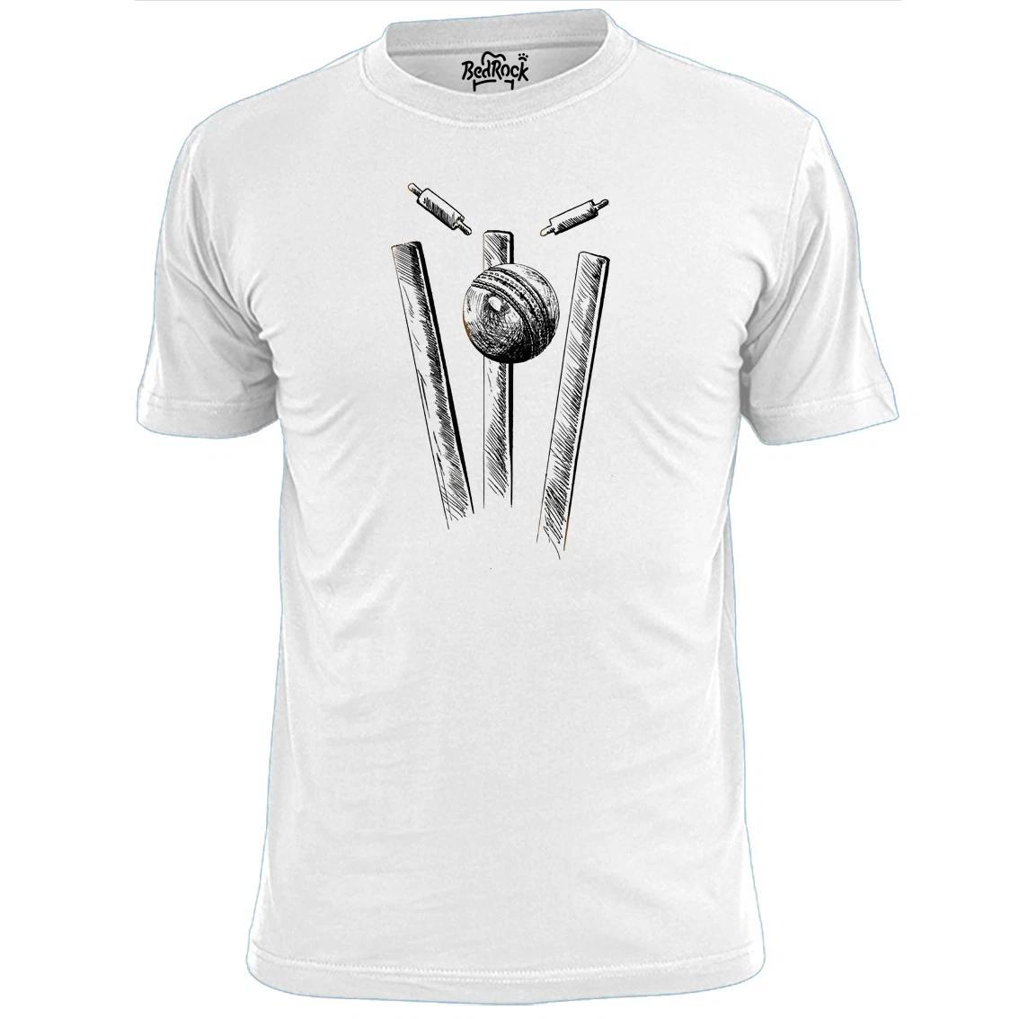 Mens Cricket Stumps Pencil Sketch T shirt Oval Lords England 3XL