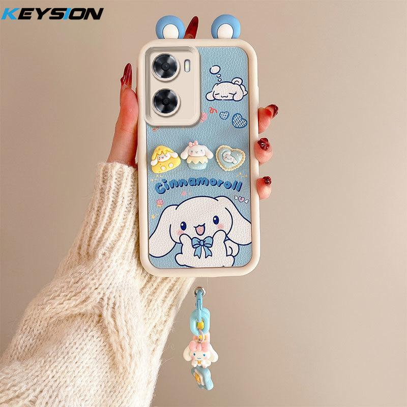 

KEYSION Милий 3D Мультяшний Чохол з Вушками для OPPO A57 A57 S A77 5G з Браслетом Силіконовий Ударостійкий Чохол для Телефону для Realme Narzo 50 5G for Narzo 50 5G