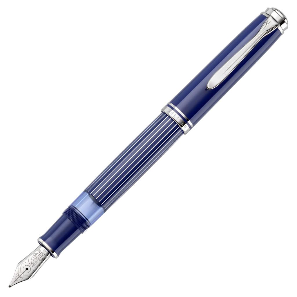 Pelikan Fountain Pen EF Extra Fine Souveraen Metal Stripe Blue M815 Limited Edition Official Import
