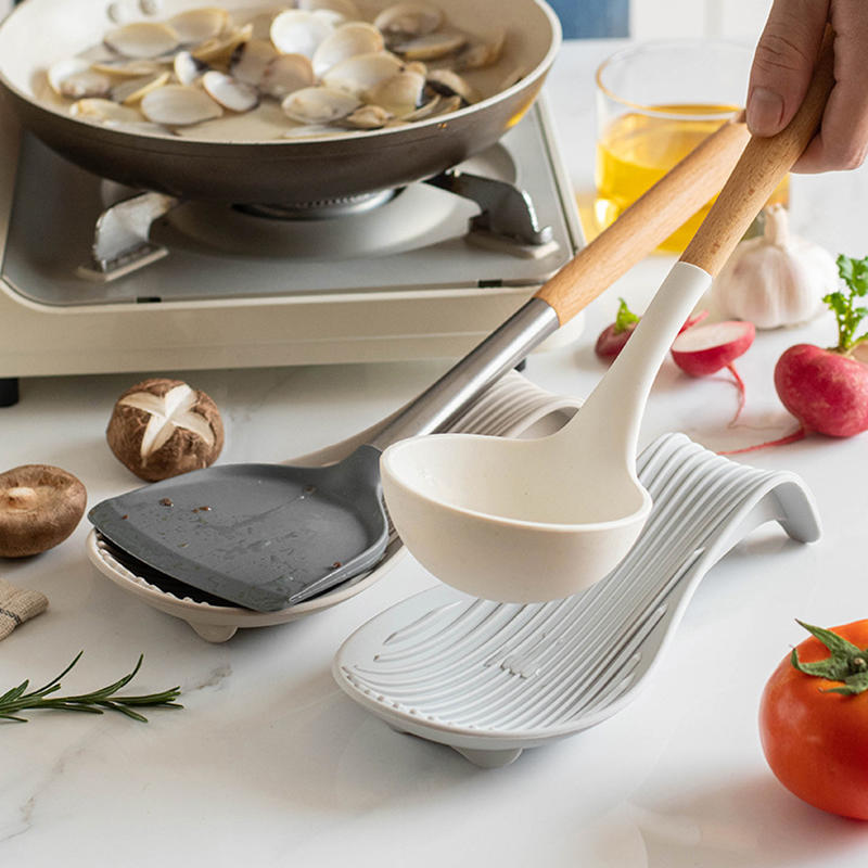 Silicone Kitchenware Tray, Kitchen Spatula, Soup Spoon, Silicone Spoon Holder, Household Thick Insulated Silicone Spoon Holder