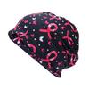 Breathable Breast Cancers Support Beanies Hat Breast Cancers Awareness Print Headwrap Hat Fashion Print Skull Hat for Women